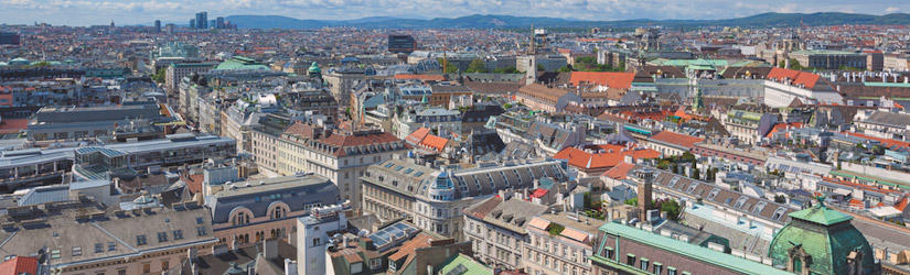 Zdjęcie lotnicze przedstawiające Wiedeń
